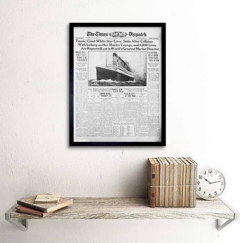 Vista 2 de Póster enmarcado de 12 x 16 pulgadas, diseño de catástrofe del Titanic Disaster 1912 Times