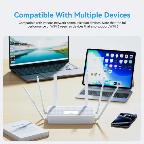 Vista 7 de Nuevo enrutador WiFi 6 AX3000 2026, enrutador inalámbrico Gigabit completo de doble banda con 6 antenas de alta ganancia 4 puertos Gigabit Fácil