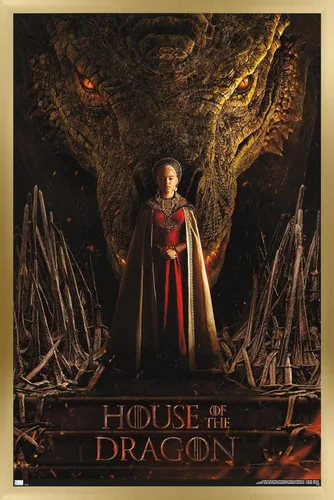 Vista 14 de Trends International House of the Dragon - Póster de pared de una hoja de cabeza de dragón de Rhaenyra, 14.725 x 22.375 pulgadas, versión enmarcada