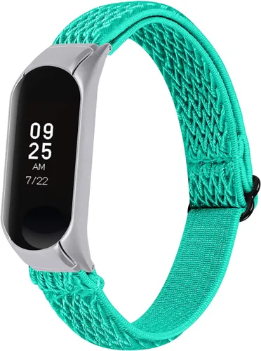 Vista 13 de Mi Band 3 pulsera elástica, 5.3 "-8.3" correa ajustable transpirable suave de nylon banda elástica de reemplazo con marco de metal compatible con Mi