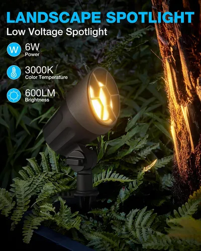 Vista 2 de SUNVIE Iluminación de paisaje de bajo voltaje de 6 W, luces LED de paisajismo, iluminación blanca cálida de bajo voltaje, focos de paisaje