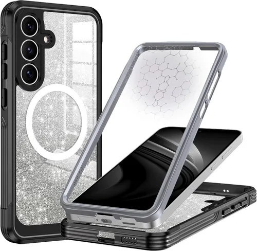 Vista 27 de Hekodonk Funda magnética para Galaxy A17 5G, [compatible con Magsafe] [Protector de pantalla de vidrio templado integrado] [tarjeta con purpurina]