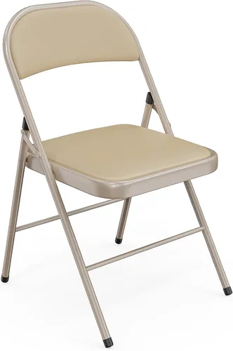 Vista 14 de VINGLI 1 paquete de sillas plegables con asientos acolchados, estructura metálica con asiento y respaldo de cuero sintético, capacidad de 350 Negro