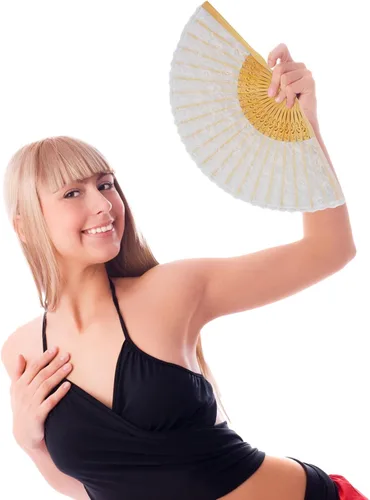 Vista 4 de Chino/japonés vintage retro estilo bambú madera seda plegable ventilador de mano para las mujeres 9.1 in