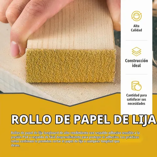 Vista 6 de PSA - Rollo de papel de lija de grano 40, 2-3/4 pulgadas x 20 yardas, papel de lija longboard autoadhesivo con respaldo adhesivo para carpintería
