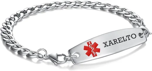 Vista 108 de Brazaletes de alerta médica ajustables de 7.5" a 9" para mujer/hombre, de acero inoxidable, intercambiables Cadena de bloque