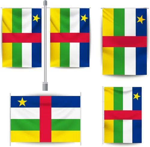 Vista 3 de YongFoto Bandera de la República Centroafricana de 1 x 1.5 pies para celebraciones al aire libre, hogar, jardín, porche, decoración de fiesta