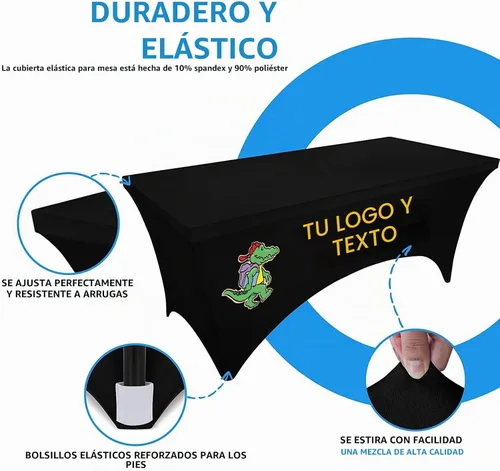 Vista 3 de UV Centre - Mantel con logotipo personalizado, mantel de elastano personalizado con tu diseño, imagen, logotipo y texto, mantel elástico ajustable