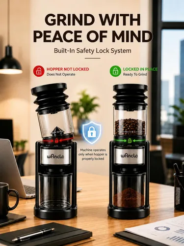 Vista 7 de Wancle Molinillo de café eléctrico para rebabas, molinillo de granos