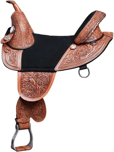 Vista 12 de HILASON Western Horse Treeless Trail Barrel Saddle American Leather for Horses Negro