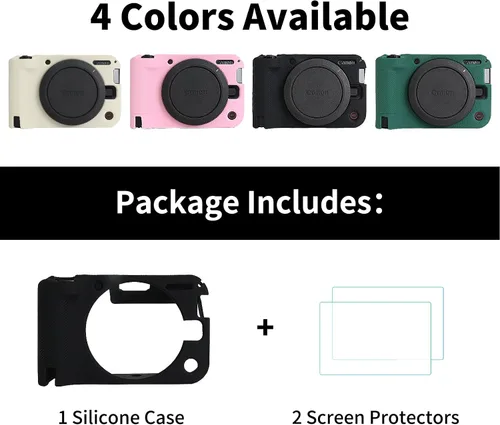 Vista 8 de Rieibi Funda de silicona para cámara Canon EOS R50 V, funda protectora suave para cámara Canon EOS R50V, accesorios con 2 protectores de pantalla
