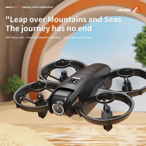 Vista 2 de Mini dron con doble cámara HD, protección de seguridad de hélice con 3 velocidades ajustables, modo sin cabeza, despegue/aterrizaje con una tecla