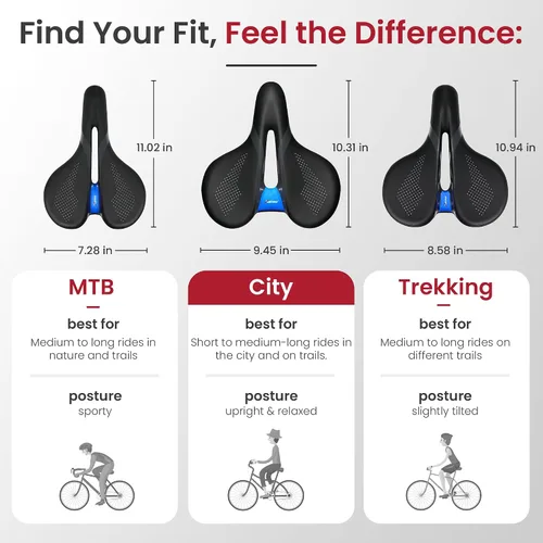 Vista 3 de X WING Asiento de bicicleta cómodo para hombres y mujeres con innovador concepto de 5 zonas - Sillín de bicicleta con alas con espuma viscoelástica