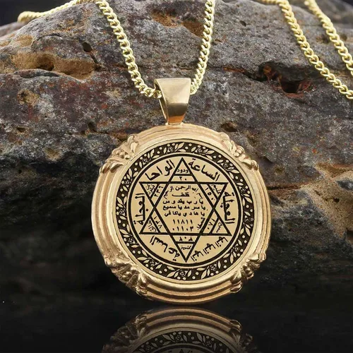 Vista 2 de Collar de sello rey Salomón, colgante de rey Salomón, sello de encanto de Salomón, amuleto personalizado, regalo para ella, colgante de talismán