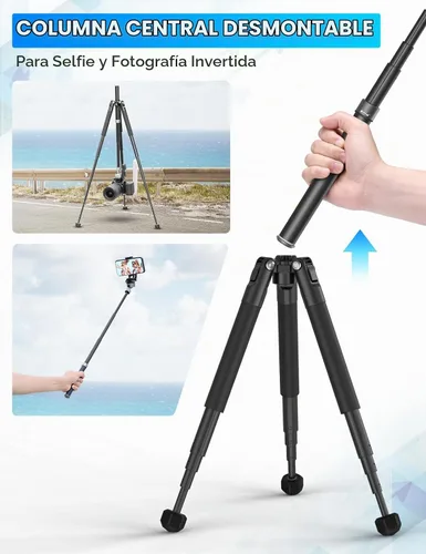 Vista 5 de ULANZI MT-63 Mini trípode para teléfono, 57" trípode de cámara extensible de aleación de aluminio portátil plegable con clip de teléfono 2 en 1