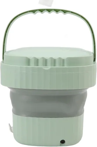 Vista 4 de Mini lavadora plegable, lavado a mano de simulación 100240V mini lavadora portátil 6L ahorro de espacio auto para ropa interior (enchufe de EE. UU.)