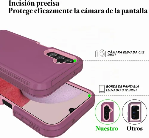 Vista 3 de ONOLA Funda compatible con Samsung Galaxy A14 5G con protector de pantalla HD, resistente a los golpes y a las caídas de servicio pesado, funda de 3