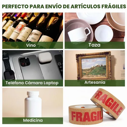 Vista 3 de TAPEBEAR Cinta Frágil de Papel Kraft Ecológico de 2 pulgadas x 55 yardas, Cinta de Papel Marrón de Embalaje Biodegradable Cinta Autoadhesiva