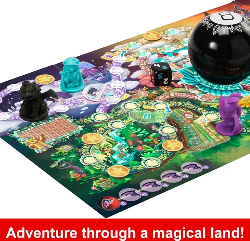 Vista 4 de Mattel Games Magic 8 Ball Magical Encounters Juego de mesa para niños y familias, juego de jugador cooperativo con bola mágica real de 8