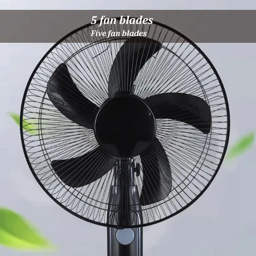 Vista 6 de Ventilador solar portátil, ventilador de pie oscilante solar de 16 pulgadas con panel solar, batería de 13200 mAh, luz nocturna LED integrada e Negro