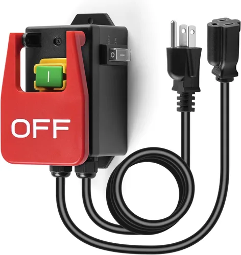 Vista 10 de Interruptor de seguridad monofásico de 110 V, interruptor de mesa Ortis Router con 2 enchufes hembra y arranque/parada sincronizados, paleta