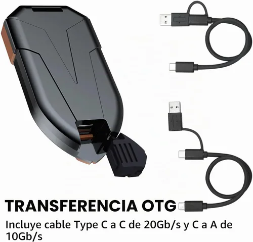 Vista 6 de DATO SSD externo de 1 TB, SSD portátil ARES Amber Shield, hasta 1600/1500 MB/s, compatible con OTG, IP67 impermeable USB 3.2 Gen 2x2 tipo C unidad