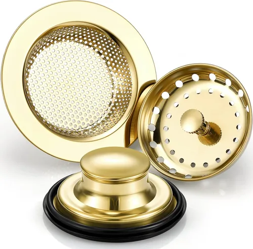Vista 16 de Mudder 3 piezas de colador y tapón de drenaje para fregadero de cocina, tapón de eliminación de basura de acero inoxidable con asa, filtro universal