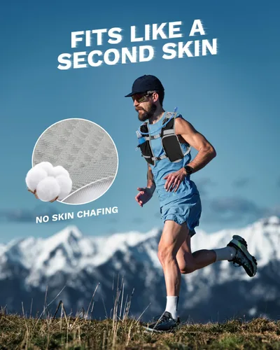 Vista 9 de Chaleco de correr para mujeres y hombres, mochila de hidratación para correr, chaleco para corredores, chaleco de hidratación, con soporte frontal