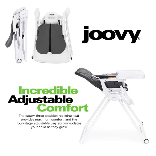 Vista 3 de Joovy Nook NB - Silla alta con bandeja abierta ajustable de cuatro posiciones, asiento reclinable de 3 posiciones y ruedas delanteras para mayor
