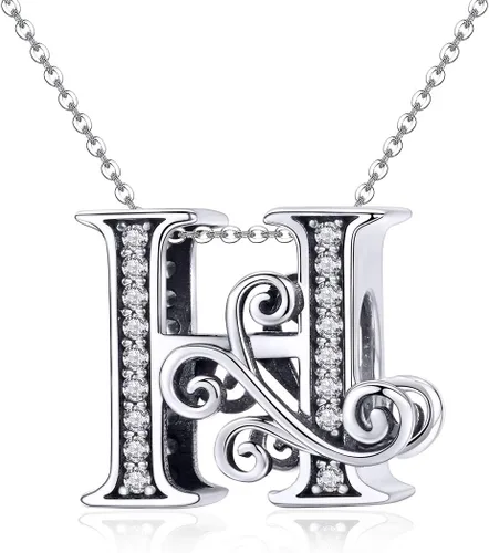 Vista 5 de Plata de ley 925 maciza con piedras cúbicas, opciones de regalo completas AZ alfabeto encantador, letras abalorios para pulseras europeas Pandora