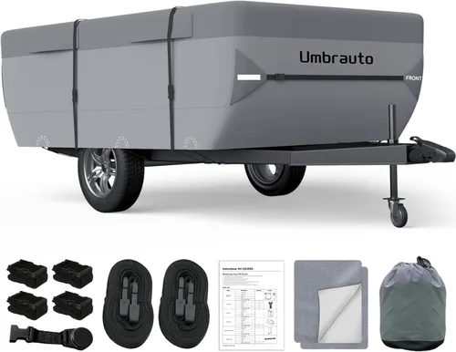 Vista 30 de Umbrauto Cubierta para caravana de 5ª rueda de 28 a 31 pies, 7 capas superiores extra gruesa, cubierta de quinta rueda, impermeable, resistente al