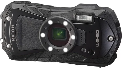 Vista 7 de Ricoh WG-80 - Cámara digital resistente e impermeable (negro) a prueba de golpes, diseño compacto a prueba de congelación, luces macro LED de video