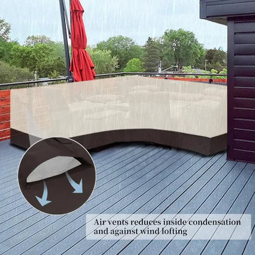 Vista 4 de Easy-Going Funda para Sofá Seccional en Forma de V para Patio, Funda Seccional Impermeable para Exteriores, Funda Resistente para Muebles de Jardín