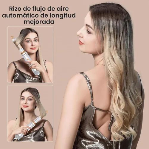 Vista 3 de Cepillo secador de pelo 6 en uno, rizador de aire, cepillo redondo de 800 W, cepillo iónico para mujer, cepillo de aire caliente, herramientas