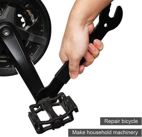 Vista 4 de QKURT Llave de pedal de bicicleta, llave de pedal de bicicleta, herramienta de reparación de ciclismo de doble cara para ciclismo, bicicleta