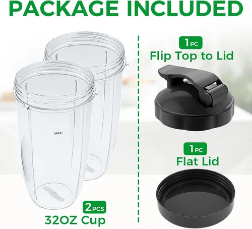 Vista 28 de Vasos de licuadora de repuesto para licuadora Nutribullet de 18 onzas con tapa, compatible con Nutribullet 600 W 900 W licuadora exprimidor