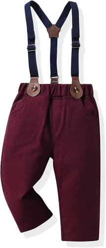 Vista 5 de JasberBaby Trajes de Navidad para niños trajes de caballeros pequeños camisas de vestir formales para niños pantalones y corbatas y chalecos