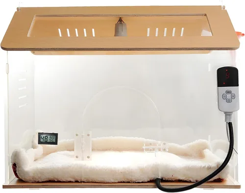 Vista 3 de Intelligence Pet House - Incubadora para cachorros con alfombrilla de calefacción, diseño totalmente transparente