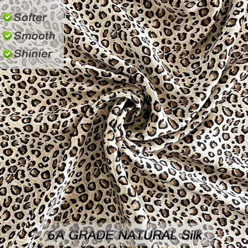 Vista 2 de Funda de almohada de seda de morera con estampado de leopardo, tamaño estándar con cremallera, ambos lados, fundas de almohada de seda pura