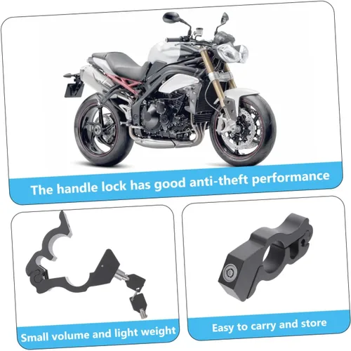 Vista 5 de Cerradura de seguridad para motocicleta, 1 juego de cerradura de bocina, cerradura de acelerador, cerradura de manillar de motocicleta, accesorios
