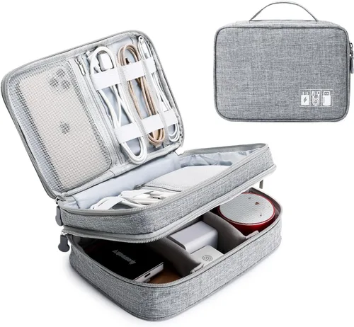 Vista 15 de Lanola Organizador Electrónico, Bolsa Organizadora de Cables de Viaje Funda para Accesorios Electrónicos Estuche de Transporte Bolsa de 2-negro