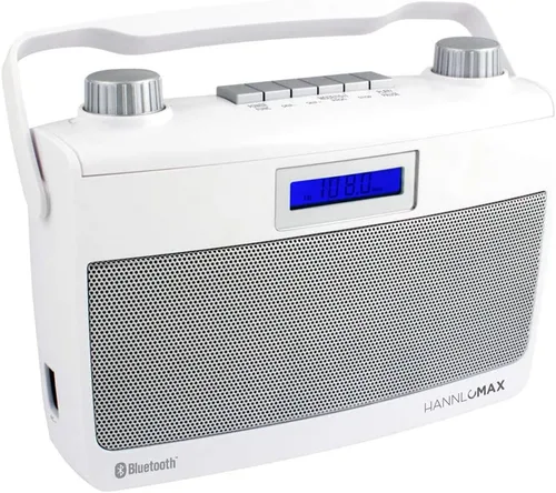 Vista 7 de HANNLOMAX Radio AM/FM portátil HX-500R, Bluetooth, puerto USB para reproducción de MP3, entrada auxiliar, fuente de alimentación dual AC/DC. (rosa)