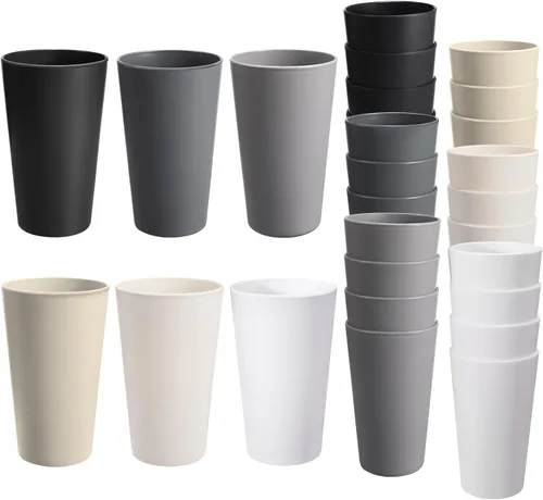 Vista 20 de Juego de 24 vasos de plástico irrompibles, vasos de plástico reutilizables de 20 onzas, vasos de agua apilables, vaso para beber para cocina