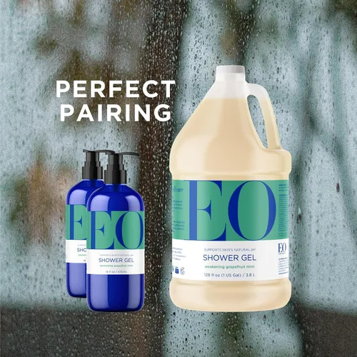 Vista 5 de EO Gel de ducha para el cuerpo, 16 onzas (paquete de 2), pomelo y menta, limpiador acondicionador de piel orgánico a base de plantas con aceites