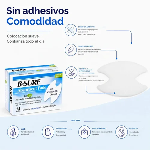 Vista 5 de Toallas B-Sure para Fuga Anal, Caja/24 Toallas