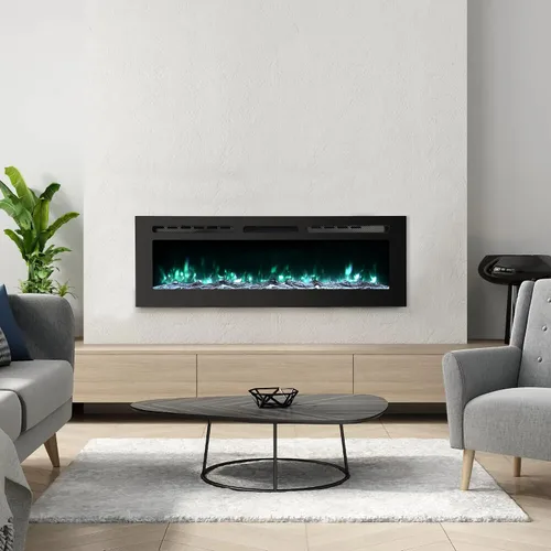 Vista 9 de Chimenea eléctrica independiente de 50 pulgadas, 12 colores de llama, potencia y temperatura ajustable, control remoto