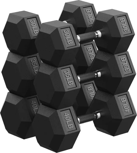 Vista 25 de Dumbbell Set 45-550lb, Rubber Encased, Strength Training Home Gym PAPABABE Complete & Durable Cast Iron Core Odorless PVC Antiroll Hex