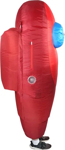Vista 2 de Disfraz inflable de matador de tripulación de impostor rojo para adultos, Rojo