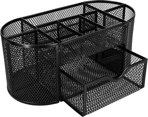 Vista 2 de Amazon Basics Soporte para bolígrafos y organizador de escritorio, almacenamiento de organizador de oficina, negro, 9.25 x 4.53 x 3.94 pulgadas
