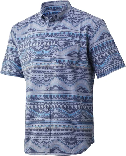 Vista 16 de HUK Camisa Kc Scott estampada Kona, camisa de rendimiento con botones de manga larga para hombre Fish Chaos - Blanco